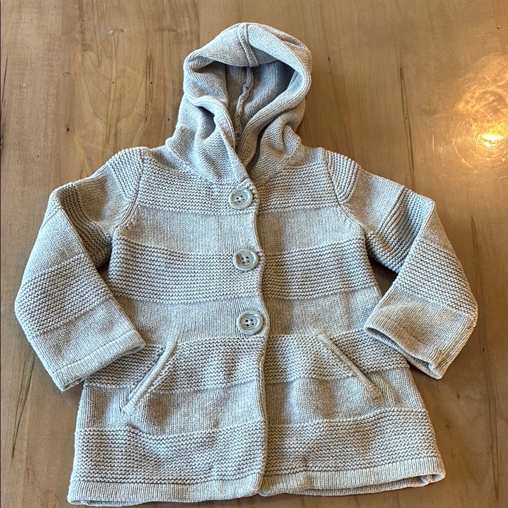 Cozy Gray Hooded Cardigan with Buttons - Gap - 18-24 months